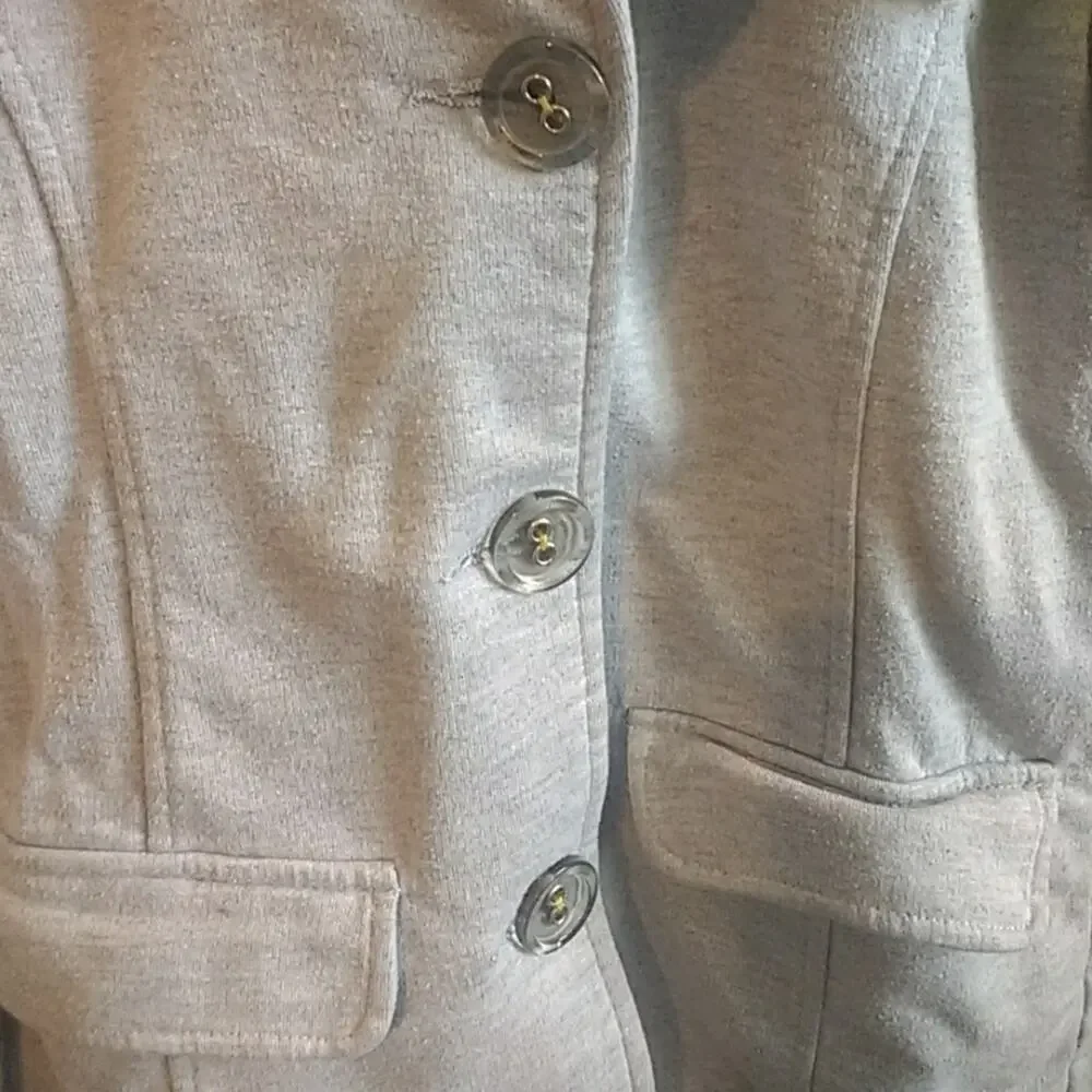 Eddie & Stine by Eddie Bauer Gray Stretch Blazer With Flower sz M